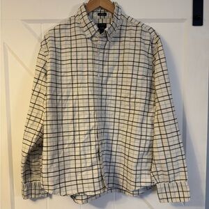 J. Crew Shirt Men’s Long Sleeve Slim Untucked Oxford, Blue & Green Plaid, XL